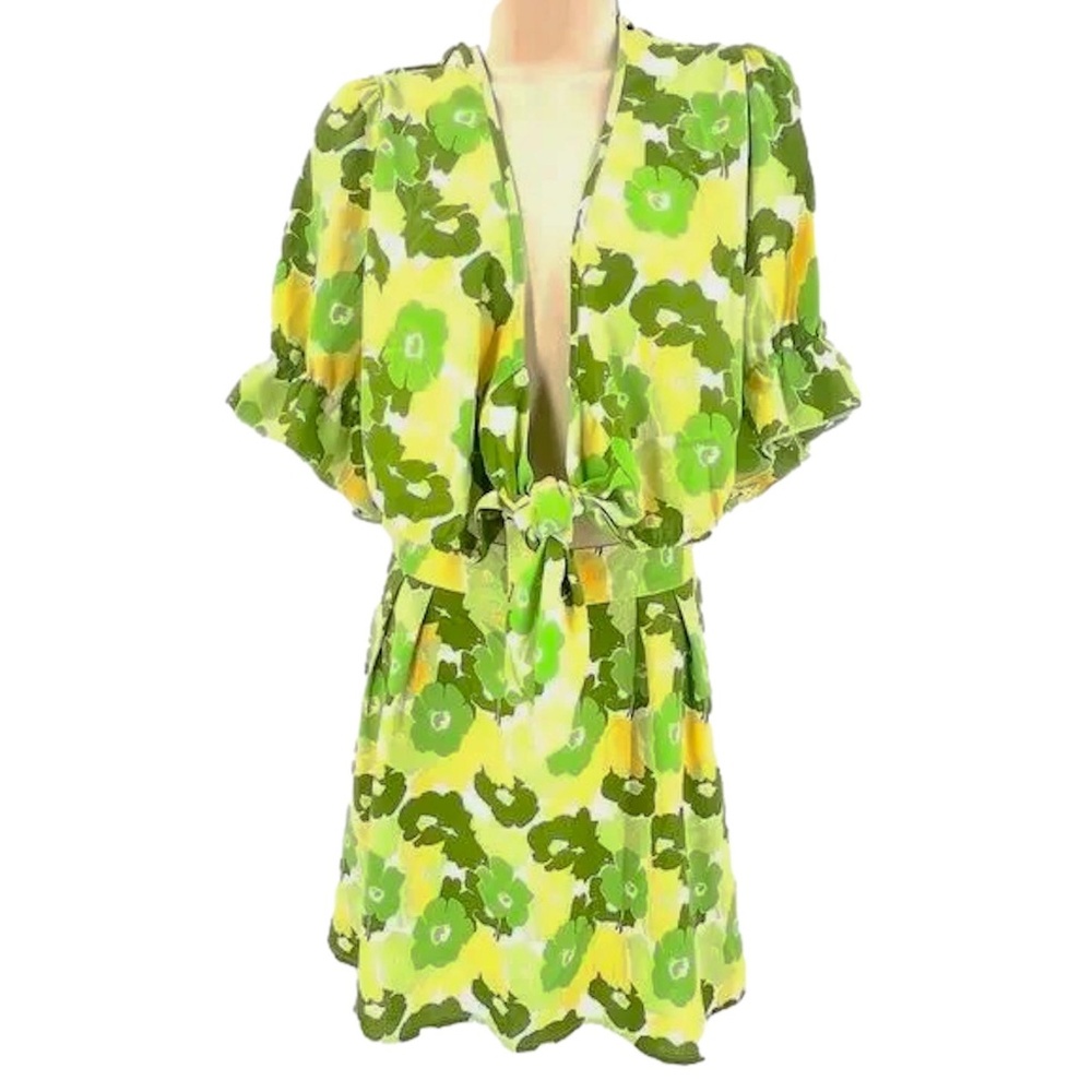 Two-Piece Set Women 1X Mini  Skirt Top‎ Festival Hippie Boho Chic Retro Feminine